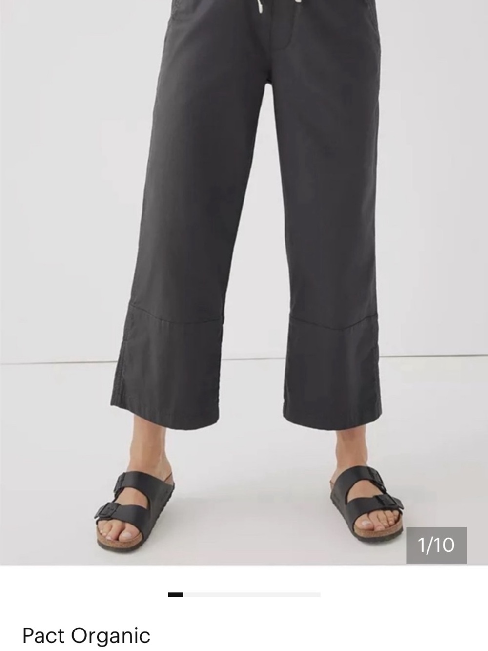 Pact Women's Cropped Drawstring Pants in Charcoal Gray